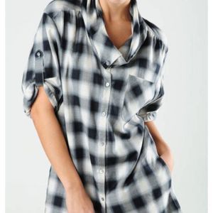 Vince Women's Plaid Oversize Top Blouse Size M